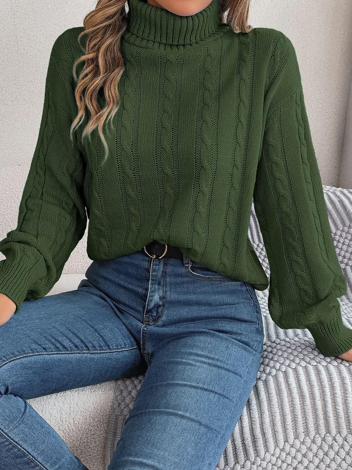 Cozy Cable-Knit Turtleneck Sweater - Love Salve